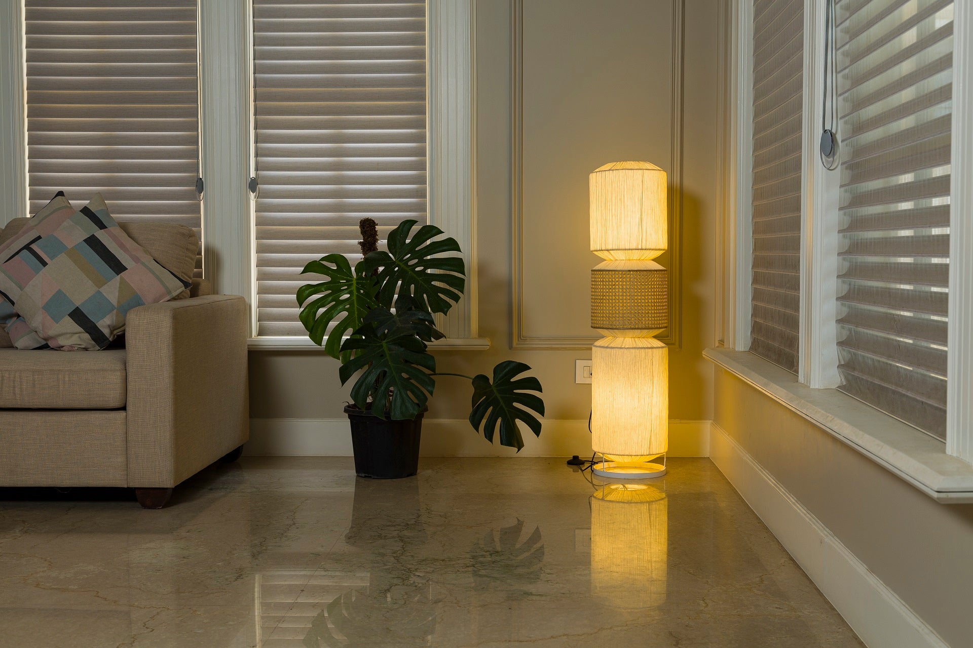 Buy Rattan with Banana Fibre Paper Floor Lights